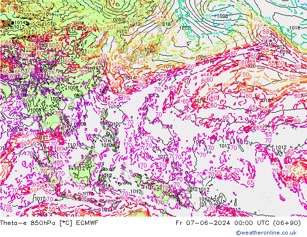 Theta-e 850hPa ECMWF pt. 07.06.2024 00 UTC