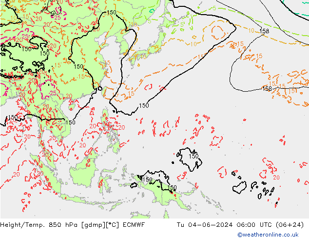 Z500/Regen(+SLP)/Z850 ECMWF di 04.06.2024 06 UTC