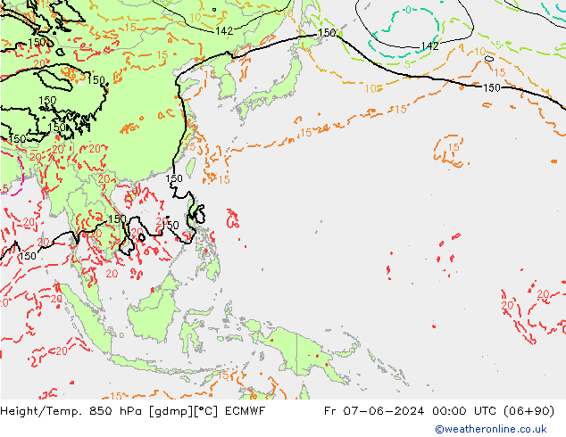 Height/Temp. 850 hPa ECMWF Fr 07.06.2024 00 UTC