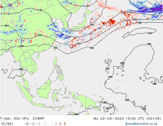 T-Adv. 500 hPa ECMWF lun 03.06.2024 15 UTC