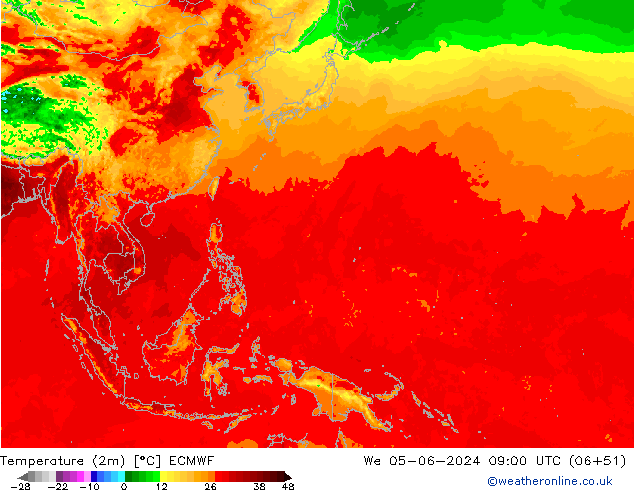 température (2m) ECMWF mer 05.06.2024 09 UTC