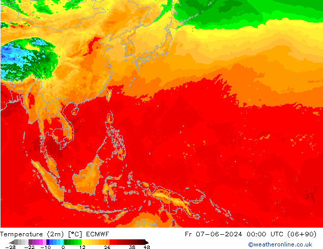 Temperatura (2m) ECMWF Sex 07.06.2024 00 UTC