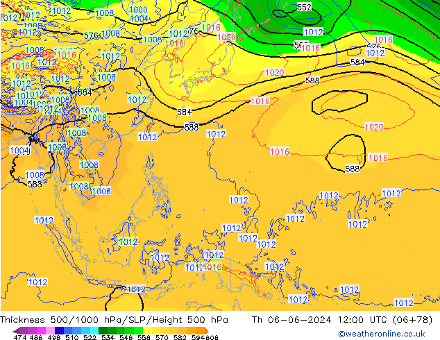 Dikte 500-1000hPa ECMWF do 06.06.2024 12 UTC