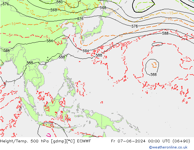 Height/Temp. 500 hPa ECMWF ven 07.06.2024 00 UTC