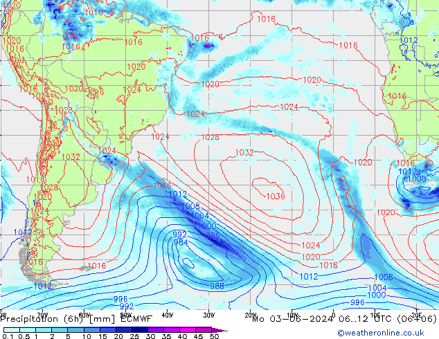 Z500/Rain (+SLP)/Z850 ECMWF Mo 03.06.2024 12 UTC