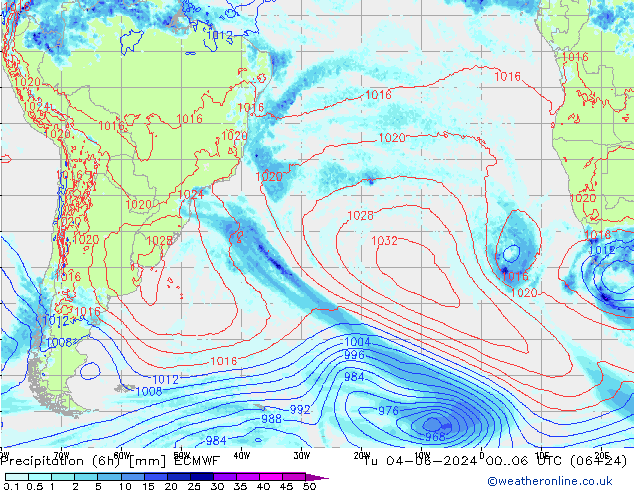 Z500/Regen(+SLP)/Z850 ECMWF di 04.06.2024 06 UTC