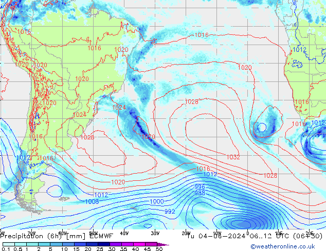 Z500/Rain (+SLP)/Z850 ECMWF Ter 04.06.2024 12 UTC