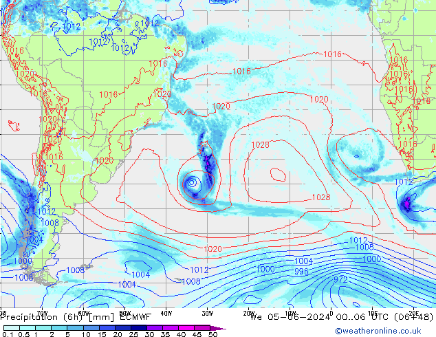 Z500/Rain (+SLP)/Z850 ECMWF We 05.06.2024 06 UTC