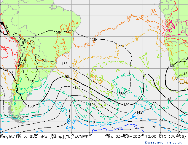 Z500/Rain (+SLP)/Z850 ECMWF Mo 03.06.2024 12 UTC