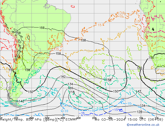 Hoogte/Temp. 850 hPa ECMWF ma 03.06.2024 15 UTC