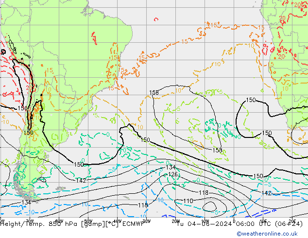 Z500/Regen(+SLP)/Z850 ECMWF di 04.06.2024 06 UTC