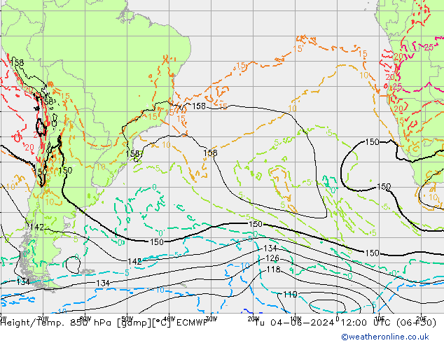 Z500/Rain (+SLP)/Z850 ECMWF Ter 04.06.2024 12 UTC