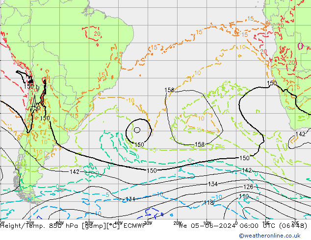 Z500/Rain (+SLP)/Z850 ECMWF We 05.06.2024 06 UTC