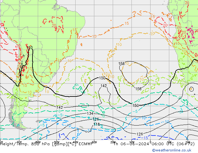 Height/Temp. 850 hPa ECMWF Th 06.06.2024 06 UTC