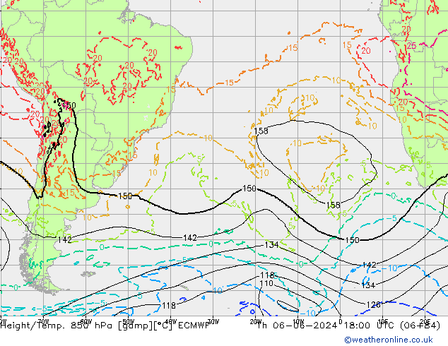 Z500/Rain (+SLP)/Z850 ECMWF Čt 06.06.2024 18 UTC