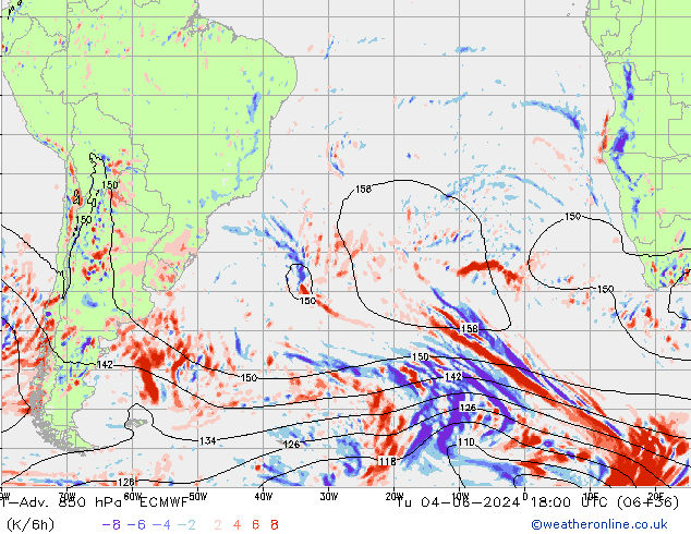 T-Adv. 850 hPa ECMWF mar 04.06.2024 18 UTC