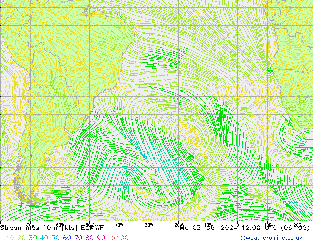 Streamlines 10m ECMWF Mo 03.06.2024 12 UTC