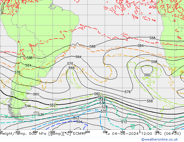 Z500/Rain (+SLP)/Z850 ECMWF Ter 04.06.2024 12 UTC