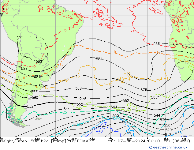 Hoogte/Temp. 500 hPa ECMWF vr 07.06.2024 00 UTC