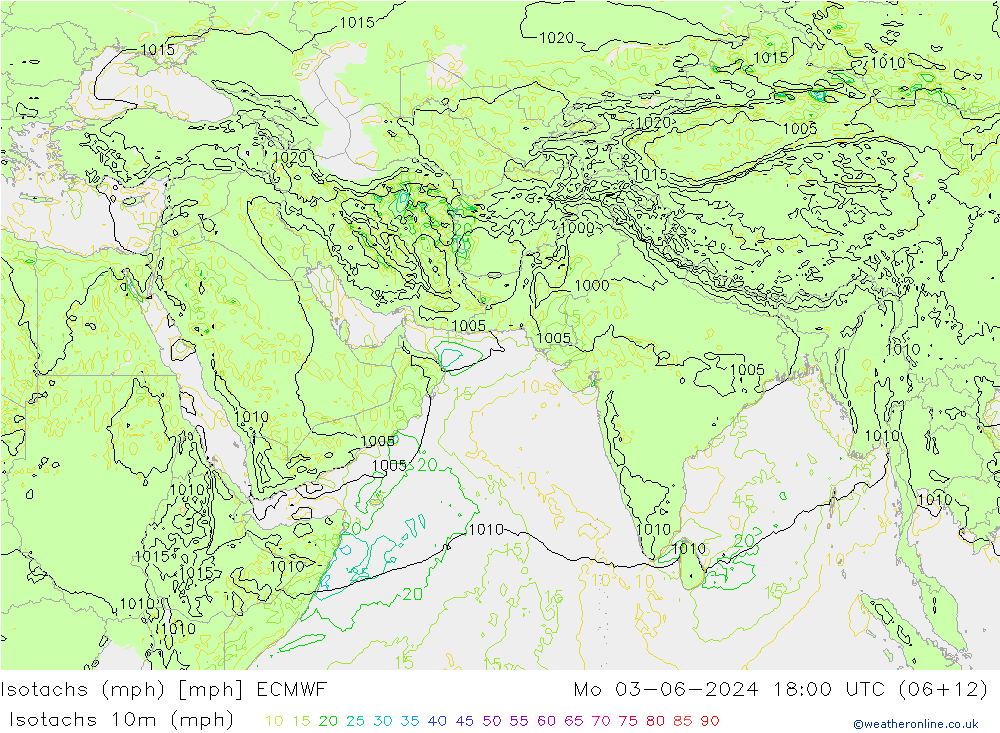 Isotachen (mph) ECMWF Mo 03.06.2024 18 UTC