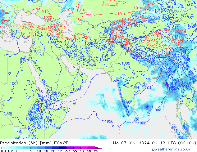 Z500/Rain (+SLP)/Z850 ECMWF Mo 03.06.2024 12 UTC