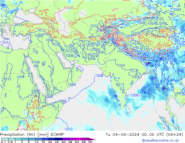Precipitação (6h) ECMWF Ter 04.06.2024 06 UTC