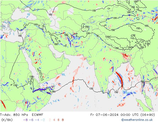 T-Adv. 850 hPa ECMWF Cu 07.06.2024 00 UTC