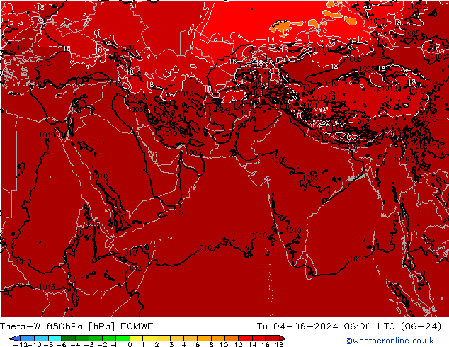 Theta-W 850hPa ECMWF Tu 04.06.2024 06 UTC