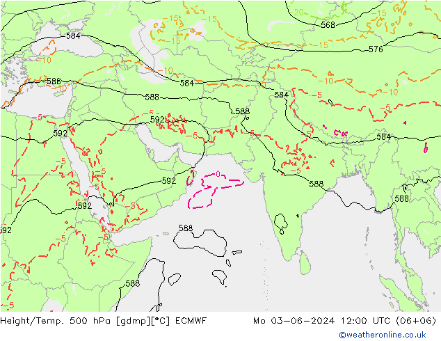 Z500/Rain (+SLP)/Z850 ECMWF Mo 03.06.2024 12 UTC