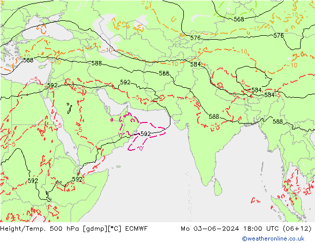 Height/Temp. 500 hPa ECMWF Mo 03.06.2024 18 UTC