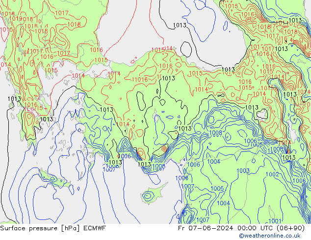 pressão do solo ECMWF Sex 07.06.2024 00 UTC