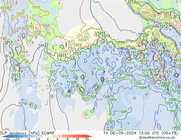 Tendenza di Pressione ECMWF gio 06.06.2024 12 UTC