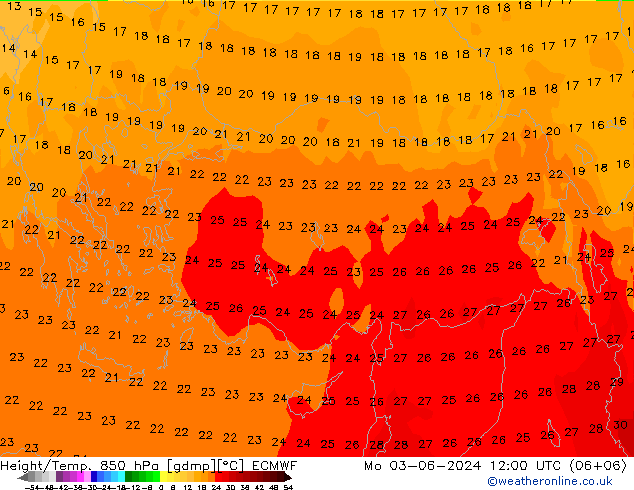 Z500/Rain (+SLP)/Z850 ECMWF пн 03.06.2024 12 UTC