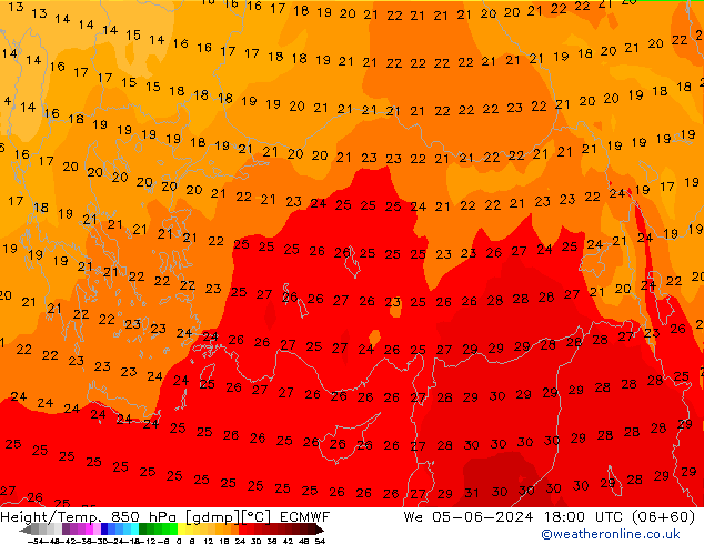 Z500/Rain (+SLP)/Z850 ECMWF śro. 05.06.2024 18 UTC