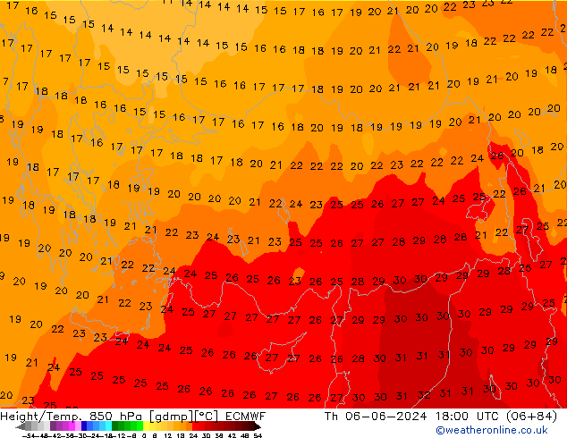 Z500/Rain (+SLP)/Z850 ECMWF Th 06.06.2024 18 UTC