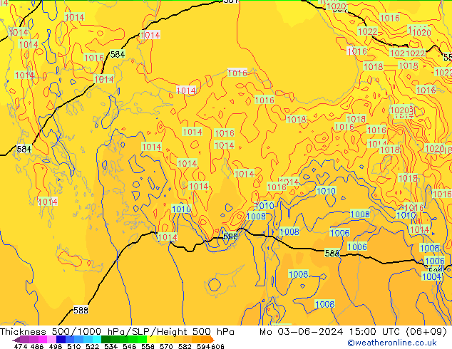 Dikte 500-1000hPa ECMWF ma 03.06.2024 15 UTC