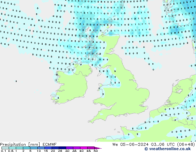 Precipitation ECMWF We 05.06.2024 06 UTC