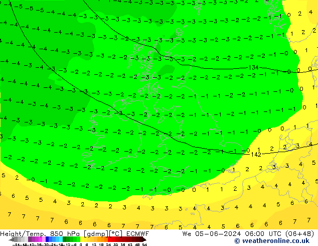 Z500/Yağmur (+YB)/Z850 ECMWF Çar 05.06.2024 06 UTC