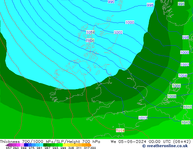 Thck 700-1000 hPa ECMWF St 05.06.2024 00 UTC