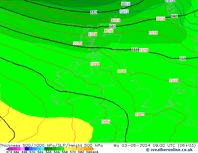 Schichtdicke 500-1000 hPa ECMWF Mo 03.06.2024 09 UTC