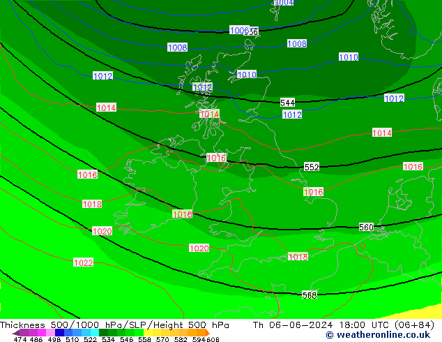 Thck 500-1000hPa ECMWF Čt 06.06.2024 18 UTC