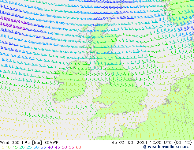 Wind 950 hPa ECMWF Mo 03.06.2024 18 UTC