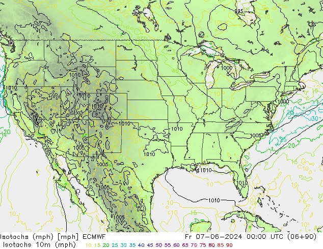 Isotachs (mph) ECMWF Fr 07.06.2024 00 UTC