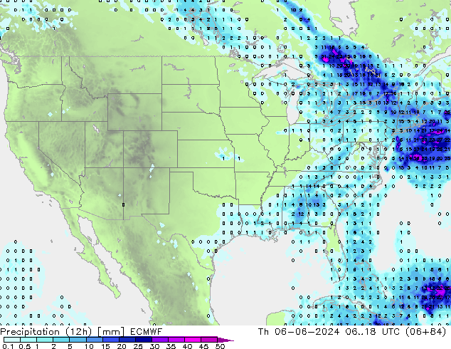 Yağış (12h) ECMWF Per 06.06.2024 18 UTC