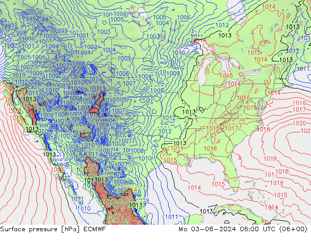 Pressione al suolo ECMWF lun 03.06.2024 06 UTC