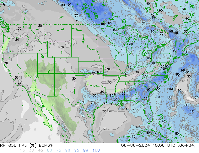 RH 850 hPa ECMWF  06.06.2024 18 UTC