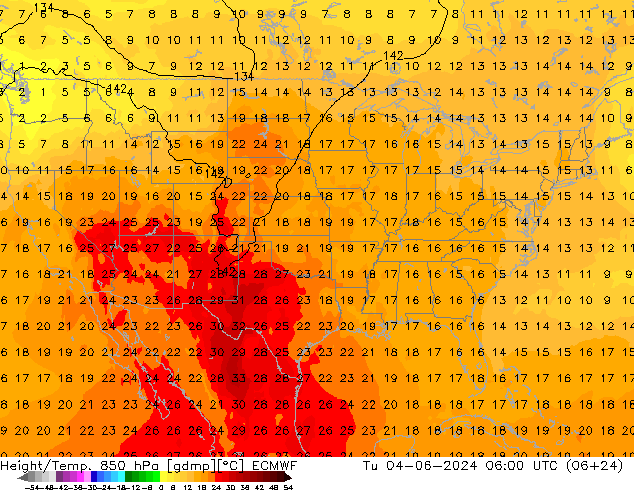 Z500/Rain (+SLP)/Z850 ECMWF вт 04.06.2024 06 UTC