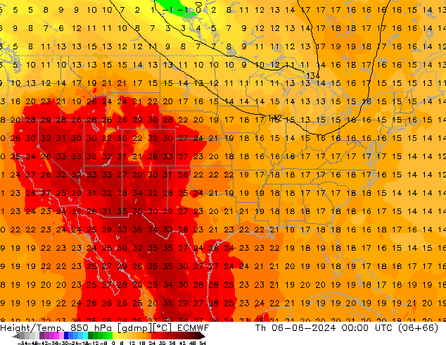 Z500/Rain (+SLP)/Z850 ECMWF jue 06.06.2024 00 UTC