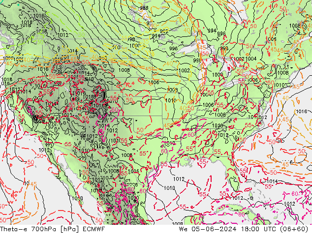 Theta-e 700hPa ECMWF Çar 05.06.2024 18 UTC