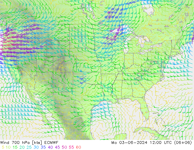 Wind 700 hPa ECMWF Mo 03.06.2024 12 UTC